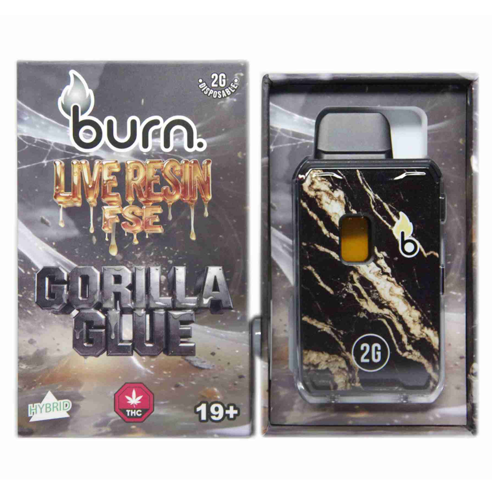 buy-weed-online-dispensary-burn-2g-live-resin-vape-gorilla-glue Burn 2G Live Resin Disposable Vape - Gorilla Glue (Hybrid) - Image 1