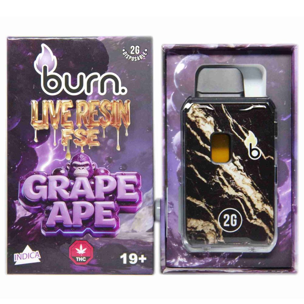 buy-weed-online-dispensary-burn-2g-live-resin-vape-grape-ape Burn 2G Live Resin Disposable Vape - Grape Ape (Indica) - Image 1