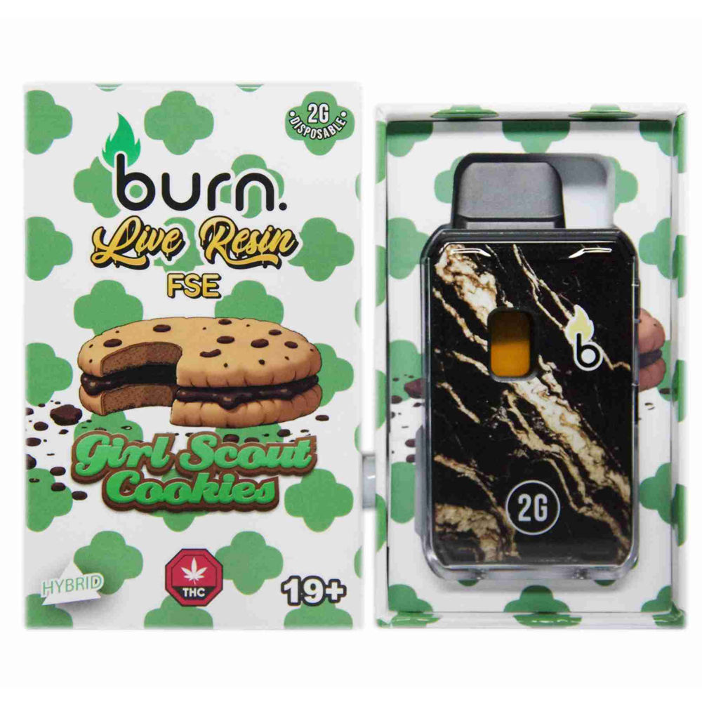 buy-weed-online-dispensary-burn-2g-live-resin-vape-gsc Burn 2G Live Resin Disposable Vape - Girl Scout Cookies (Hybrid) - Image 1
