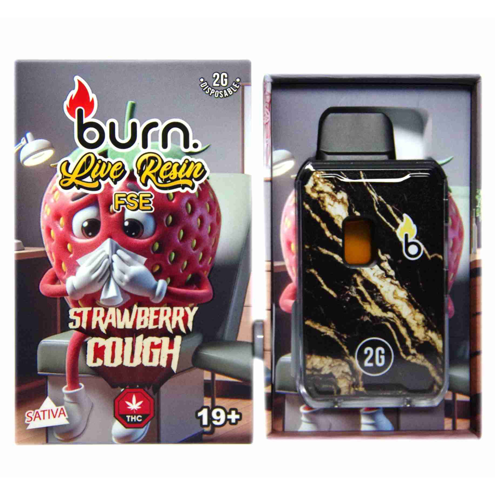 buy-weed-online-dispensary-burn-2g-live-resin-vape-strawberry-cough Burn 2G Live Resin Disposable Vape - Strawberry Cough (Sativa) - Image 1