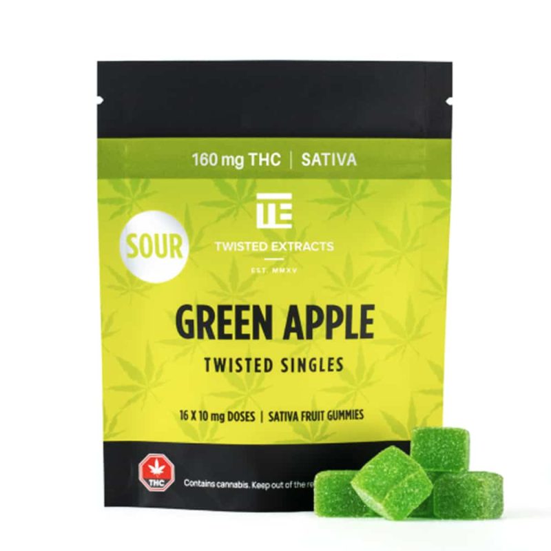 Twisted Extracts – THC Singles Sour Green Apple – 160MG – Sativa